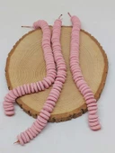 Pembe Pigmentli Yassı Mat Seramik Boncuk Dizi 10-12mm/23cm (54196) thumbnail 2