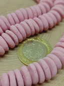 Pembe Pigmentli Yassı Mat Seramik Boncuk Dizi 10-12mm/23cm (54196) thumbnail 1