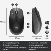 LOGITECH Wireless Mouse M190 - Kömür Siyahı 910-005905 - 7