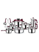 Schafer Compact 18 Parça Çelik Tencere Çeyiz Seti Bordo - 1