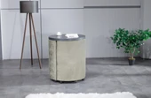 Meşe Home Marvel Tezgahlı Depolama Alanlı Tekerlekli Nubuk Kumaş Puf - Bench - 1