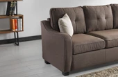 Meşe Home Plus Kılıflı Torba Yaylı Keten Kumaş Fonksiyonel Üçlü Kanepe Koltuk Kahve - 3