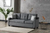 Meşe Home Plus Kılıflı Torba Yaylı Keten Kumaş Fonksiyonel Üçlü Kanepe Koltuk Gri - 1