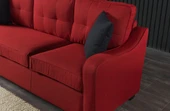 Meşe Home Plus Kılıflı Torba Yaylı Keten Kumaş Fonksiyonel Üçlü Kanepe Koltuk Kırmızı - 3