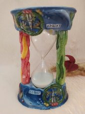 Hdmarketim Seramik Nostaljik Dekoratif Cam Fanuslu Kum Saati - 1