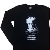 29 EKİM 10 KASIM SİYAH ÇOCUK UZUN KOLLU ATATÜRK BASKILI TİŞÖRT - 1