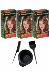 NATURAL COLORS 8N AÇIK KUMRAL 3 ADET+SAÇ BOYAMA SETİ - 1