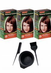 NATURAL COLORS 6KR ÇİKOLATA KAHVE KIZILI 3 ADET+SAÇ BOYAMA SETİ - 1