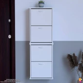 Modilayn UMAY' 2 Li Asma Antre Hol 52 x 148 x 25, 5 cm’ lik 4 Düşer Kapak 8 Göz Raf Bölmeli Ayakkabılık - 3