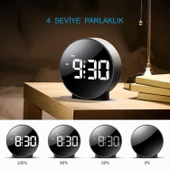 HyMark Yuvarlak Siyah Dijital LED Masa Saati USB Güç Saat Erteleme Modern Saat - 3