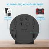 HyMark Yuvarlak Siyah Dijital LED Masa Saati USB Güç Saat Erteleme Modern Saat - 7