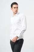 Beyaz Uzun Kol Düz Bez Ayağı 032 Sert Yaka Classic Slim Fit Gömlek 1004245324 thumbnail 3