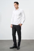 Beyaz Uzun Kol Düz Bez Ayağı 032 Sert Yaka Classic Slim Fit Gömlek 1004245324 thumbnail 2