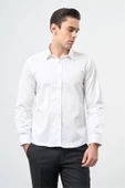Beyaz Uzun Kol Düz Bez Ayağı 032 Sert Yaka Classic Slim Fit Gömlek 1004245324 thumbnail 4