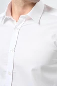 Beyaz Uzun Kol Düz Bez Ayağı 032 Sert Yaka Classic Slim Fit Gömlek 1004245324 thumbnail 5
