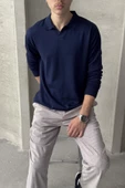 Erkek Pamuklu Polo Yaka Oversize Triko Kazak - 10
