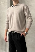Erkek Pamuklu Polo Yaka Oversize Triko Kazak - 3