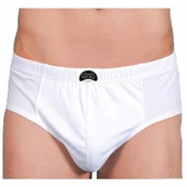 12 li Paket Gümüş Erkek Battal Beden Penye Slip Külot Beyaz - 1