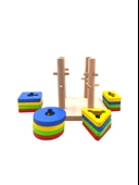 Küçük Eller Büyük Keşifler! 17 Parçalı Ahşap Geçmeli Geometrik BulTak 13x13x11cm. - 3