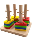 Küçük Eller Büyük Keşifler! 17 Parçalı Ahşap Geçmeli Geometrik BulTak 13x13x11cm. - 1