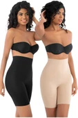 Kadın Dikişsiz İnceltici ve Toparlayıcı Lazer Kesim Yüksek Bel Paçalı Korse 2'li Set thumbnail 1