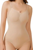 Kadın Dikişsiz Toparlayıcı ve İnceltici Çıtçıtlı İp Askılı Slip Body  Korse thumbnail 1