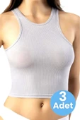 Kadın Geniş Askılı Kaşkorse Crop 3'lü Set - 8