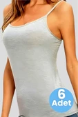 Kadın Pamuklu İp Askılı Atlet 6 Adet thumbnail 1