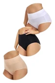 Kadın Dikişsiz Karın Toparlayıcı Slip Külot Korse 3'lü Set - 1