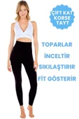Yüksek Bel Sıkılaştırıcı İnceltici Toparlayıcı Çift Kat Korse Tayt Dikişsiz Korse Tayt - 1