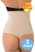 Kadın Lazer Kesim İnceltici ve Toparlayıcı Yüksel Bel String Korse 3'lü Set - 4