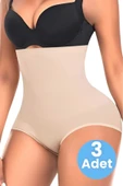 Kadın Toparlayıcı Dikişsiz Yüksek Bel Slip Korse 3'lü Set - 3