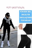 Yüksek Bel Sıkılaştırıcı İnceltici Toparlayıcı Çift Kat Korse Tayt Dikişsiz Korse Tayt 3 Adet - 2