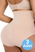 Kadın Toparlayıcı Dikişsiz Yüksek Bel Slip Korse 3'lü Set - 5