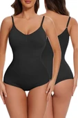 Kadın Dikişsiz Toparlayıcı ve İnceltici Çıtçıtlı İp Askılı Slip Body  Korse - 1