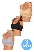 Kadın Kalın Askılı Pedli Rambo Büstiyer Sporcu Atlet 3'lü Set - 1