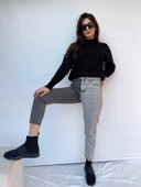 Kadın Kontrast Mom Jean Kot Pantolon Gri - 5