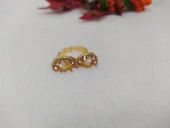 Bayan Yüzük Pembe Taşlı Zarif Sonsuzluk Tasarım Ölçüsü Ayarlanabilir thumbnail 1