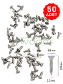 50 ADET NİKEL 6,5 MM MİNİ AHŞAP MENTEŞE KİLİT HOBİ VİDASI - 1