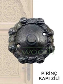 Pirinç döküm gül desenli kapı zili oksit siyah thumbnail 1