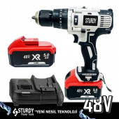 Sturdy Pro XR4850XLG Li-On 48 Volt 5 Amper Şarjlı Çift Akülü Darbeli Matkap 27 Parça Usta Setli - 2