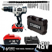 Sturdy Pro XR4850XLG Li-On 48 Volt 5 Amper Şarjlı Çift Akülü Darbeli Matkap 27 Parça Usta Setli - 5