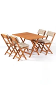 4+1 Minderli Balkon Bahçe Mutfak Bistro Set Katlanır Masa-sandalye 120x70 - 1