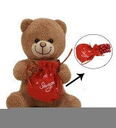 Sevgiliye Özel, Çikolatası ile Romantik Peluş Ayı-30 cm thumbnail 6