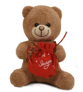 Sevgiliye Özel, Elinde BADEM Şekeri KESESİ ile Peluş BOZ Ayıcık-30 cm - 4