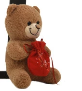Sevgiliye Özel, Elinde BADEM Şekeri KESESİ ile Peluş BOZ Ayıcık-30 cm - 5