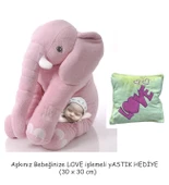 YASTIK HEDİYELİ-Uyku Arkadaşım Peluş Fil - Büyük Yumuşacık(85 cm)- Sevgiliye HEDİYE - 1