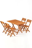 4+1 Minderli Balkon Bahçe Mutfak Bistro Set Katlanır Masa-sandalye 120x70-ANTRASİT - 2