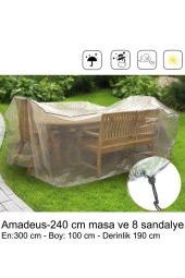 Bahçe Yemek Masası Koruma Örtüsü - Amedeus : 300 x190x100cm thumbnail 2