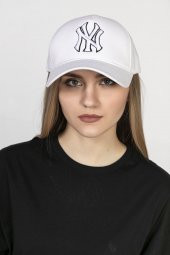 Felice Butik NY Nakışlı Unisex Beyaz Kep Şapka - 1